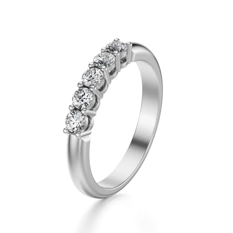 Pierścionek z szyną z diamentów białe złoto